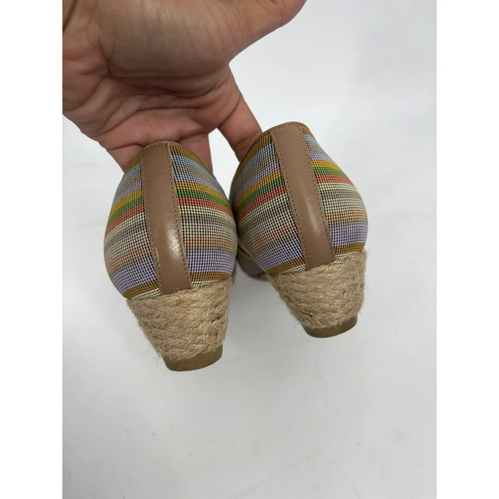 SAS Becky Jute Wrapped Wedge Slip On Shoes Womens 6.5W Stripe Made Italy